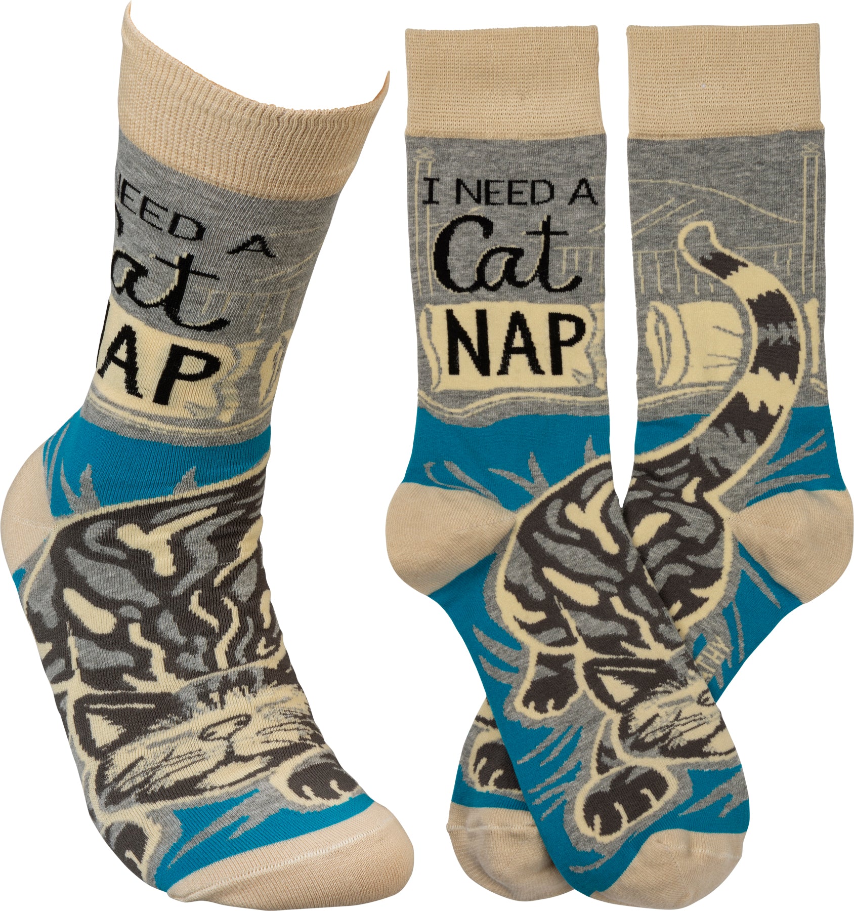 I Need A Cat Nap - Cat Themed Socks