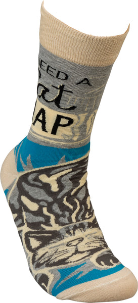 I Need A Cat Nap - Cat Themed Socks