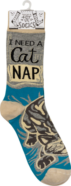 I Need A Cat Nap - Cat Themed Socks