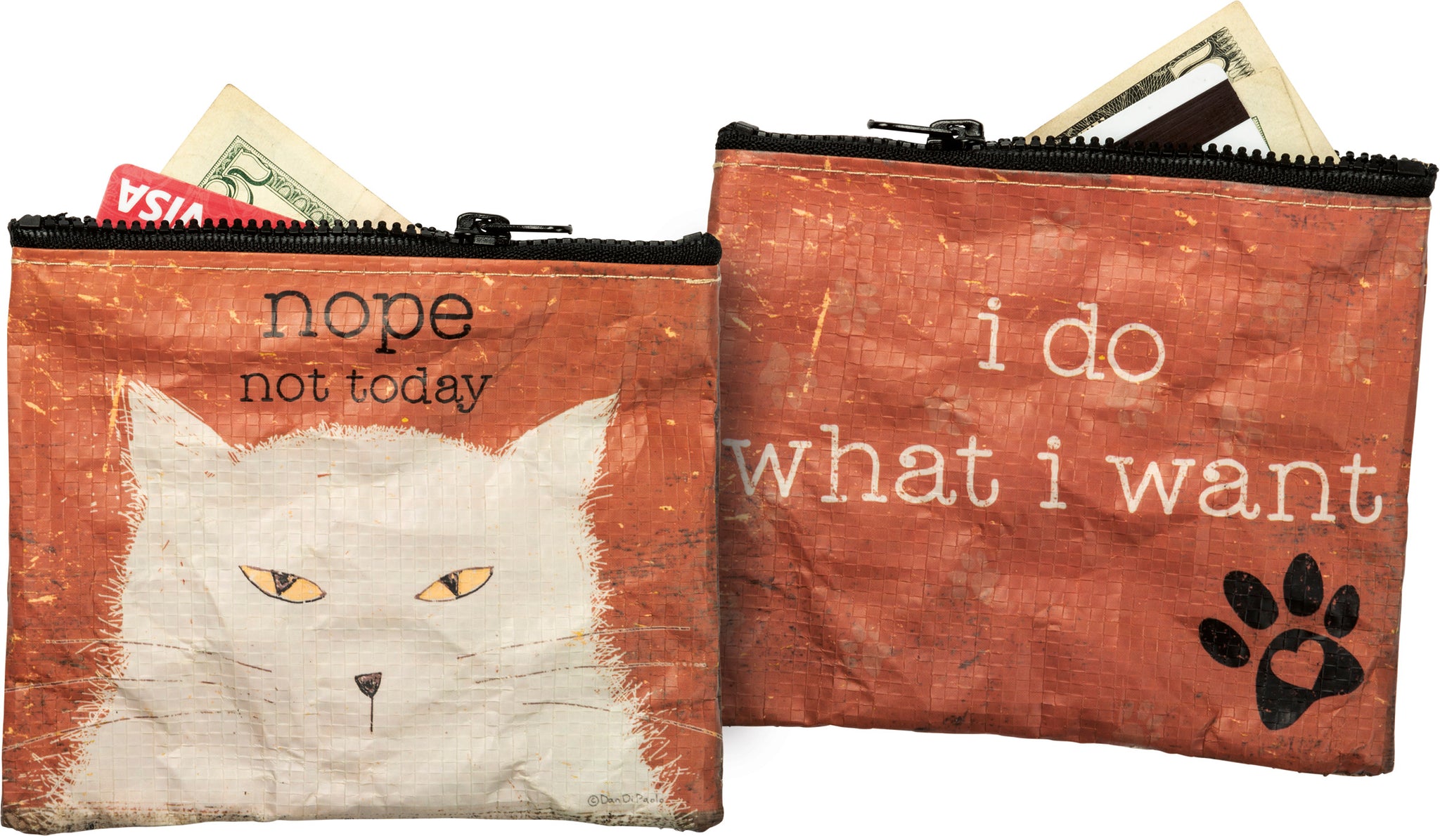 Nope Not Today... I Do What I Want - 5" x 4" Cat Themed Zipper Wallet