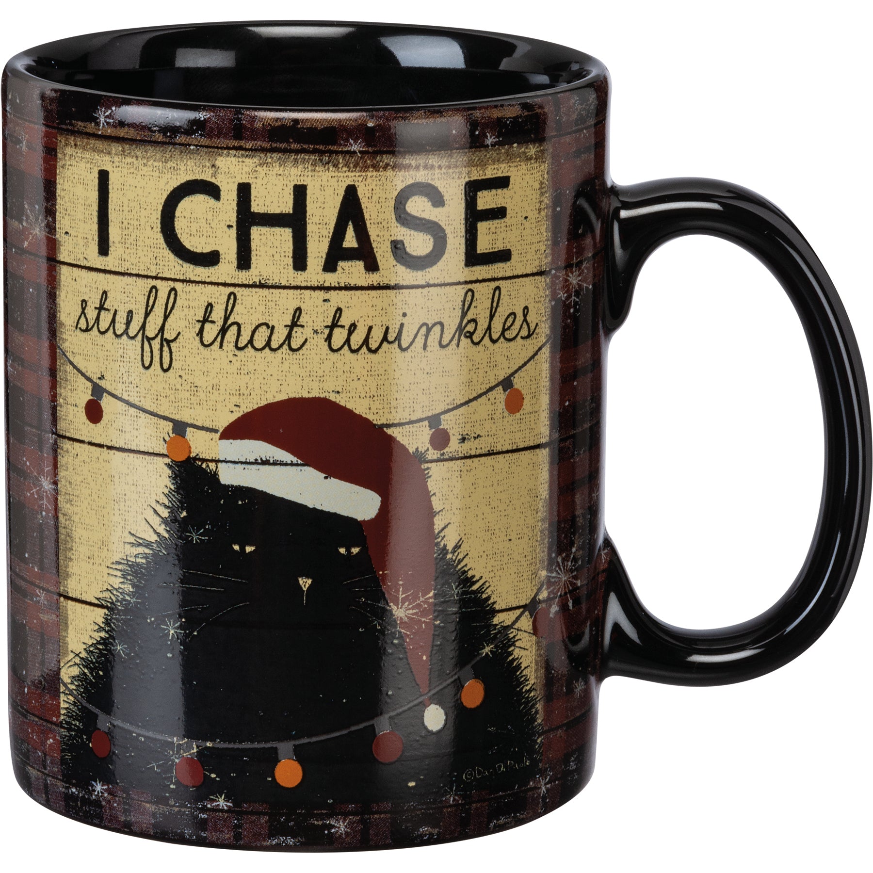 I Chase Stuff That Twinkles - Cat Themed Holiday Stoneware Mug