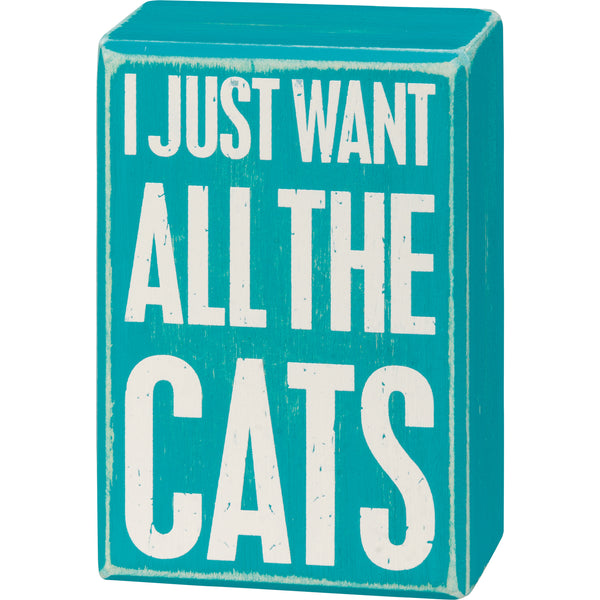 I Just Want All The Cats - Box Sign And Socks Gift Set