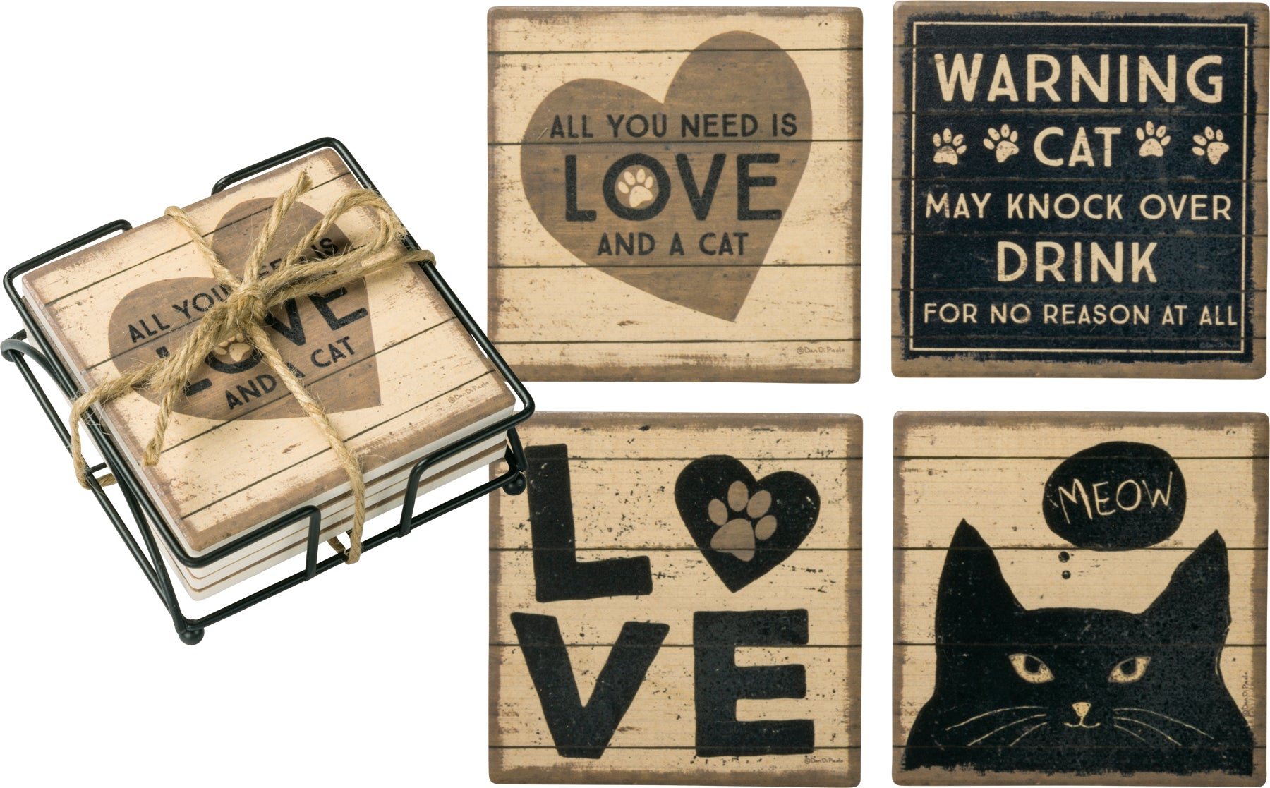 Cat Themed Four Coaster Set