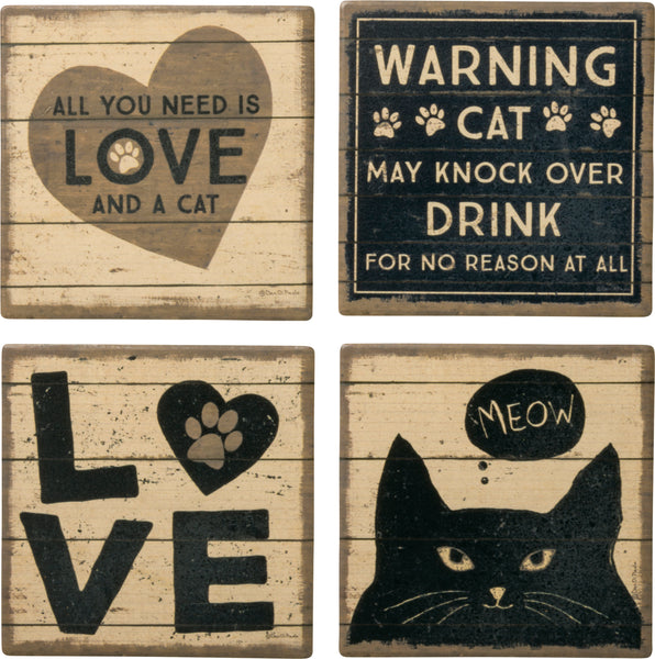 Cat Themed Four Coaster Set